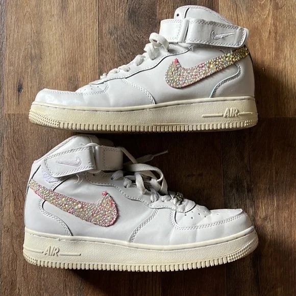Custom bling Nike Air Force ones high top size mens 7 - Picture 1 of 8